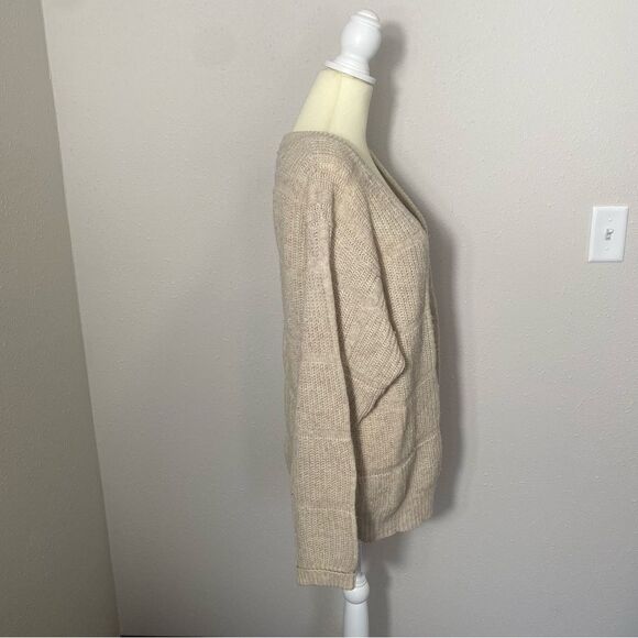 Vintage Inc Wool Blend Button Front Ribbed Tan Cardigan Women's Size Large - Picture 8 of 15